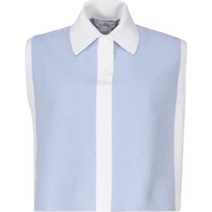 JW Anderson, Jassen, Dames, Blauw, S, Katoen, Gestreepte mouwloze poloshirts