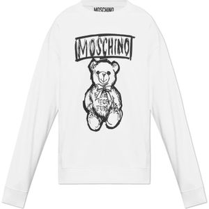 Moschino, Sweatshirts & Hoodies, Heren, Wit, XL, Katoen, Sweatshirt met print