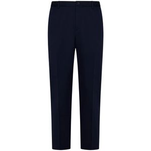 Calvin Klein, Blauwe Tapered Leg Wollen Broek Blauw, Heren, Maat:S