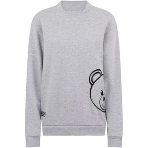 Moschino, Sweatshirts & Hoodies, Dames, Grijs, S, Katoen, Grijze Unisex Sweatshirt met Dubbel Logo