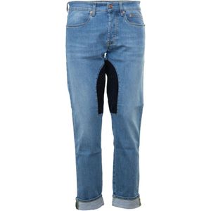 Siviglia, Jeans, Heren, Blauw, W31, Denim, Slim-fit Alcantara Patched Denim Jeans