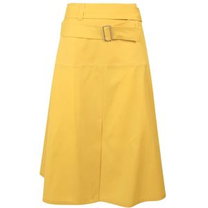 Jil Sander, Wollen Midi Rok met Rits Geel, Dames, Maat:S