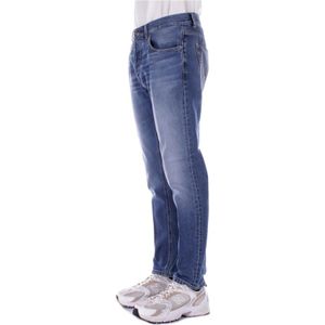 Dondup, Jeans, Heren, Blauw, W35, Denim, Denim Jeans met Logo Achterzak