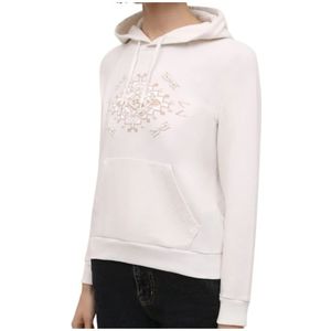 Polo Ralph Lauren, Sweatshirts & Hoodies, Dames, Beige, S, Ecru Geborduurde Hoodie Sweatshirt