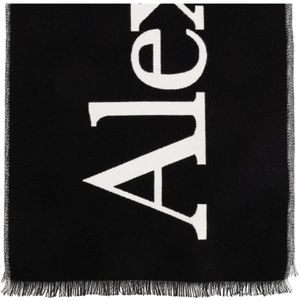 Alexander McQueen, Accessoires, Heren, Zwart, ONE Size, Katoen, Sjaal met logo