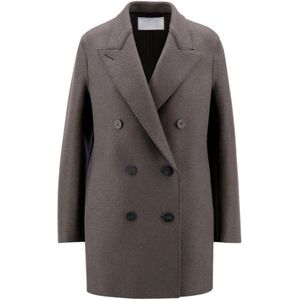 Harris Wharf London, Oversized Wol Pea Coat Grijs, Dames, Maat:M