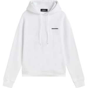 Dsquared2, Sweatshirts & Hoodies, Heren, Wit, M, Katoen, Cool Fit Horror Lodge Hoodie