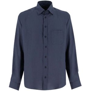 Sease, Navy Blue Hennep Overhemd Blauw, Heren, Maat:2XL