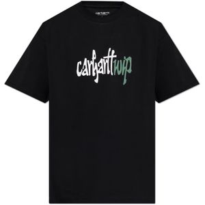 Carhartt Wip, Tops, Heren, Zwart, S, Katoen, Bedrukt T-shirt