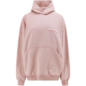 Balenciaga, Sweatshirts & Hoodies, Dames, Roze, M, Katoen, Roze hoodie met Maxi-logo
