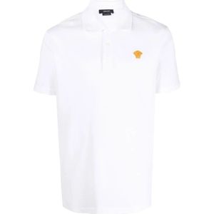 Versace, Medusa Geborduurd Poloshirt Wit, Heren, Maat:M