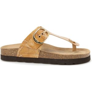 Alviero Martini 1a Classe, Schoenen, Dames, Beige, 36 EU, Natuurlijke Eco Nappa Flip-Flop Sandalen