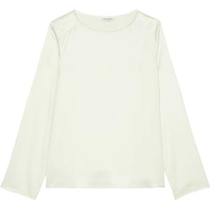 Marc O'Polo, Regelmatig vloeiende blouse shirt Wit, Dames, Maat:M