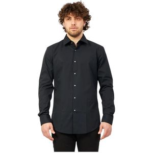 Hugo Boss, Overhemden, Heren, Zwart, XL, Katoen, Blouses Shirts