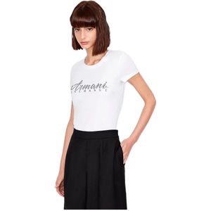 Armani Exchange, Tops, Dames, Wit, XL, Witte Print T-shirt voor Dames