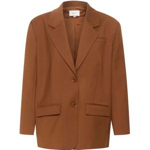 Gestuz, Jassen, Dames, Bruin, M, Polyester, Oversize Blazer Sorrel Horse