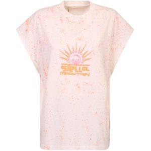 Stella McCartney, Tops, Dames, Roze, 2Xs, Katoen, Logo-print Mouwloos T-shirt