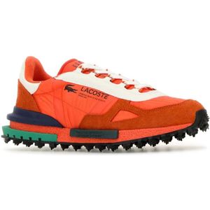 Lacoste, Schoenen, Heren, Oranje, 43 EU, Suède, Elite Active Sneakers in Fluo Oranje