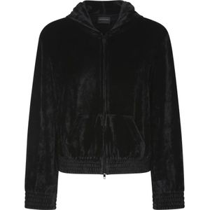 Balenciaga, Sweatshirts & Hoodies, Heren, Zwart, M, Zwarte Fitted Zip Up Hoodie Sweaters