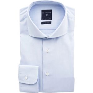 Profuomo, Overhemden, Heren, Blauw, 4Xl, Katoen, Lichtblauwe Overhemdjurk van Katoen met Slim Fit