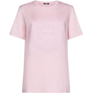 Versace, Tops, Dames, Roze, S, Katoen, Medusa Head Motif T-shirts en Polos
