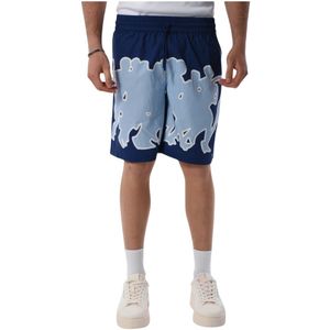 Arte Antwerp, Korte broeken, Heren, Blauw, S, Polyester, Gedrukte Bermuda-shorts met elastische taille
