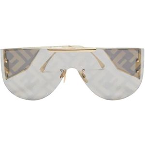 Fendi Vintage, Pre-owned, Dames, Grijs, ONE Size, Pre-owned Metal sunglasses