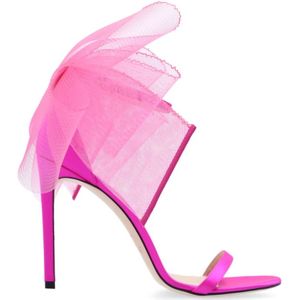 Jimmy Choo, Schoenen, Dames, Roze, 39 1/2 EU, Satijn, ‘Aveline’ hakken sandalen