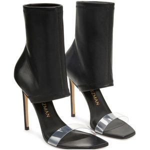 Stuart Weitzman, Schoenen, Dames, Zwart, 37 EU, Leer, Zwarte Nappa Leren Veterschoenen