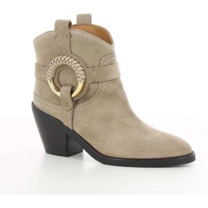 See by Chloé, Schoenen, Dames, Beige, 39 EU, Stijlvolle Beige Hana W23 Enkellaarzen met Hak