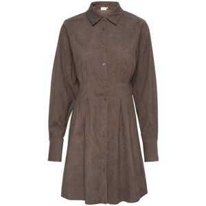 Kaffe, Kleedjes, Dames, Bruin, L, Polyester, Vrouwelijke Shirtjurk Major Brown