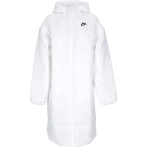 Nike, Mantels, Dames, Wit, L, Polyester, Lange Donsjas Klassieke Parka Wit/Zwart