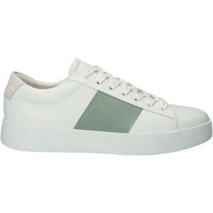 Blackstone, Schoenen, Heren, Wit, 42 EU, Leer, Witte Rand Groene Sneaker