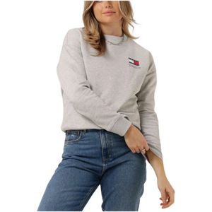 Tommy Jeans, Sweatshirts & Hoodies, Dames, Grijs, S, Grafische Vlag Crew Sweater