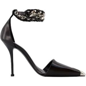 Alexander McQueen, Schoenen, Dames, Zwart, 38 EU, Leer, Zwarte Leren Hakken