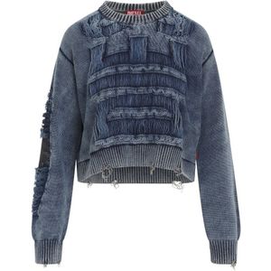 Diesel, Truien, Dames, Blauw, M, Katoen, Blauwe Trui voor Vrouwen Aw 24