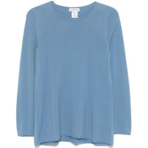 Le Tricot Perugia, Tops, Dames, Blauw, M, Blauwe Gebreide Trui met Trim