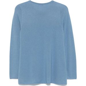 Le Tricot Perugia, Tops, Dames, Blauw, L, Blauwe Gebreide Trui met Trim