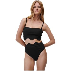 Undress Code, Badkleding, Dames, Zwart, L, Chique Zwarte Bikini Top Ruche