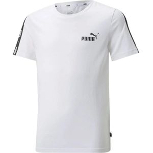 Puma, Tops, Dames, Wit, M, Katoen, Wit en Zwart Logo Tape T-shirt