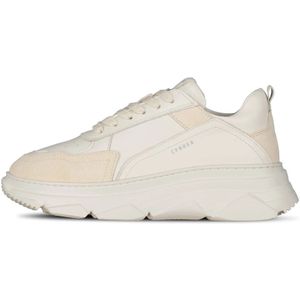 Copenhagen Shoes, Handgemaakte Leren Sneaker met Plateauzool Beige, Dames, Maat:36 EU