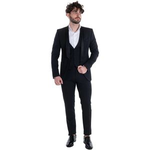 CC Collection Corneliani, Tre -stykke barbert smoking Zwart, Heren, Maat:L