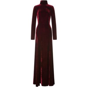 Alberta Ferretti, Bordeaux Ruche Jurk met Satijnen Voering Rood, Dames, Maat:S