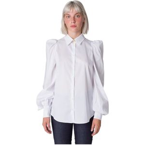 Cavalli Class, Blouses & Shirts, Dames, Wit, M, Katoen, Klassiek Wit Overhemd met Romantische Details