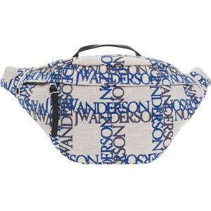 JW Anderson, Tassen, Dames, Blauw, ONE Size, Katoen, Vrouwelijke geborduurde heuptas