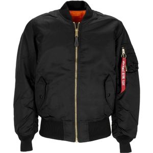 Alpha Industries, Jassen, Heren, Zwart, S, Polyester, Omkeerbare Zwarte Bomberjack met Ritszakken