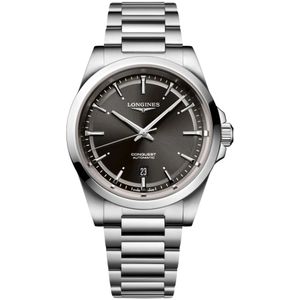 Longines, Conquest Stalen Horloge 41mm Zwart, Dames, Maat:ONE Size