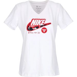 Nike, Tops, Dames, Wit, S, Katoen, Chicago Bulls Logo Tee