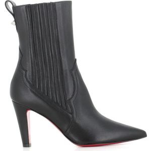 Christian Louboutin, Schoenen, Dames, Zwart, 39 EU, Zwarte leren enkellaarzen