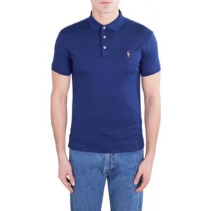 Polo Ralph Lauren, Tops, Heren, Blauw, S, Katoen, Korte Mouw Pima Katoen Polo